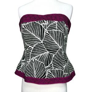 White House Black Market Magenta Pink Black & White Print Bustier Size 10